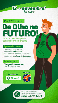 Restam apenas oito vagas para o Workshop De Olho no Futuro: Jovens Prontos para Conquistar o Mercado de Trabalho