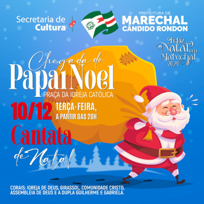 Papai Noel chegará nesta terça-feira na praça do Natal em Marechal Rondon