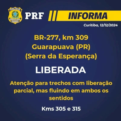 Após cinco dias, BR-277 na Serra da Esperança é liberada